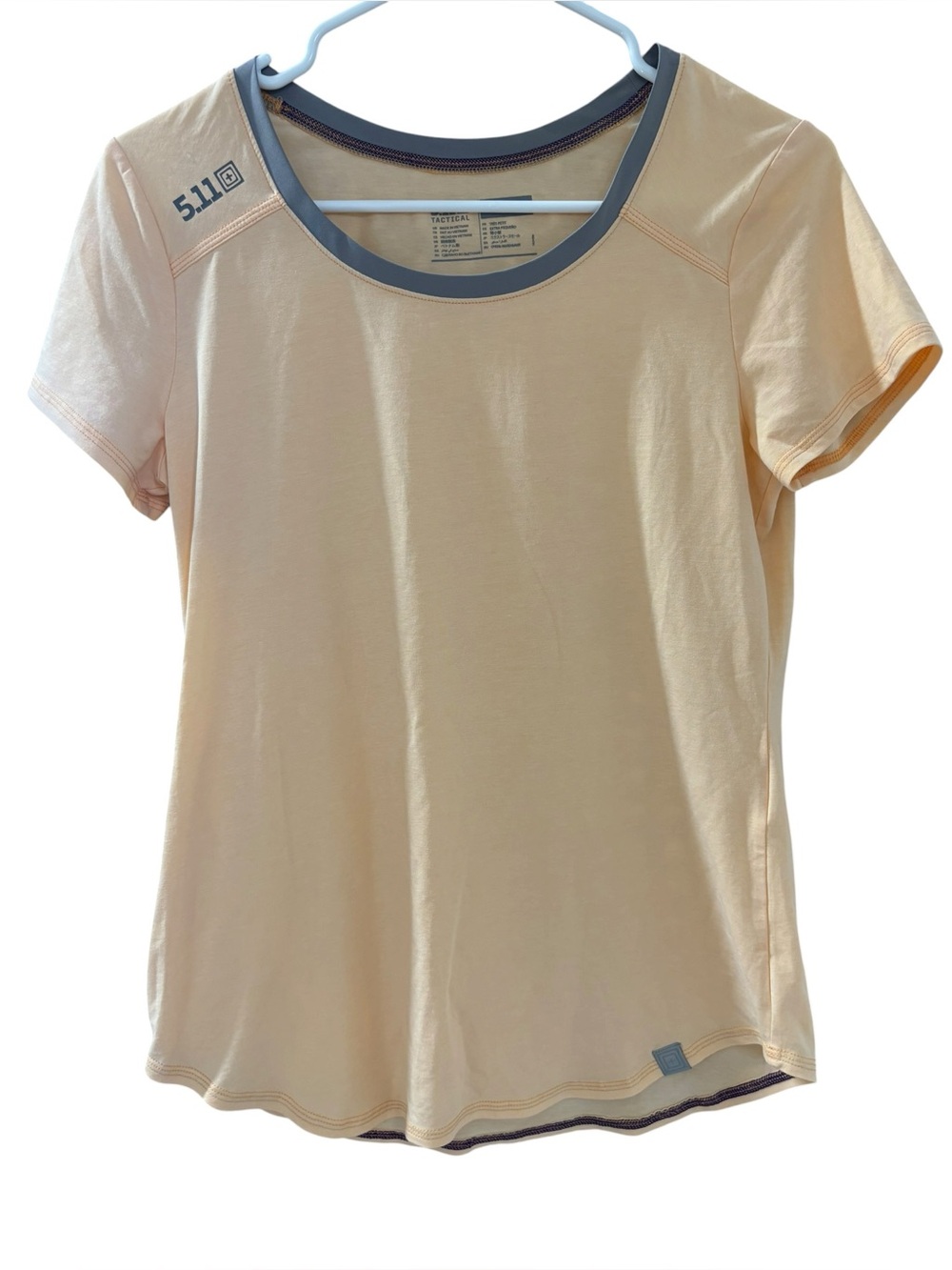 5.11 Tactical Women's Peach Short Sleeve Crewneck Tee with Gray Trim Size XS